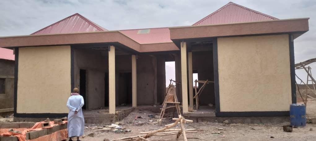 School administration building during construction.